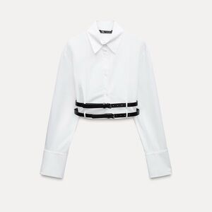 NWT ZARA POPLIN SHIRT WITH DOUBLE BELT
